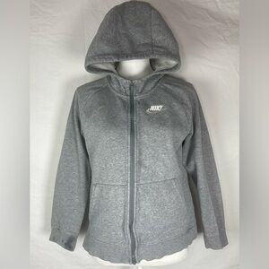Nike-Gray-Hooded Sweatshirt-Childs XL-Zip Up